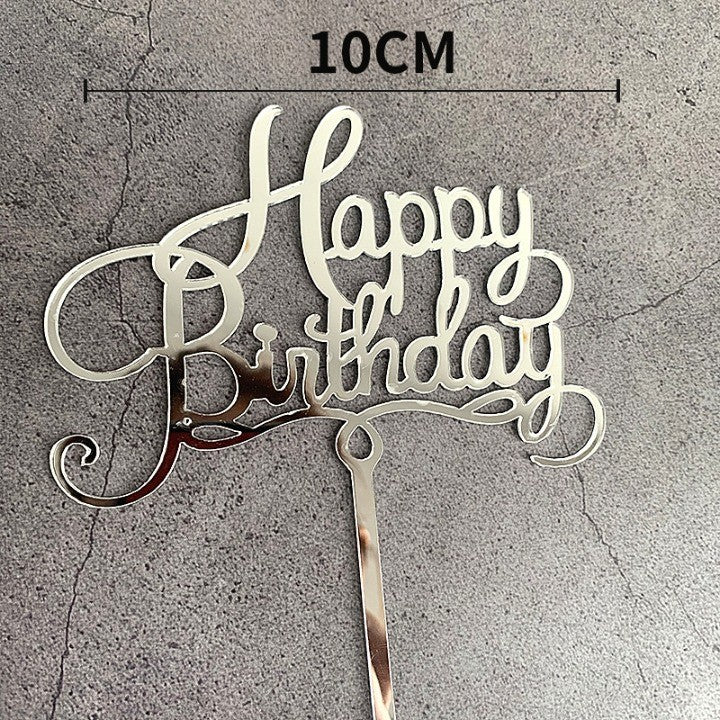Decoratiune Topper Pentru Tort, Model Happy Birthday, Tematica Aniversare, 10 Cm,