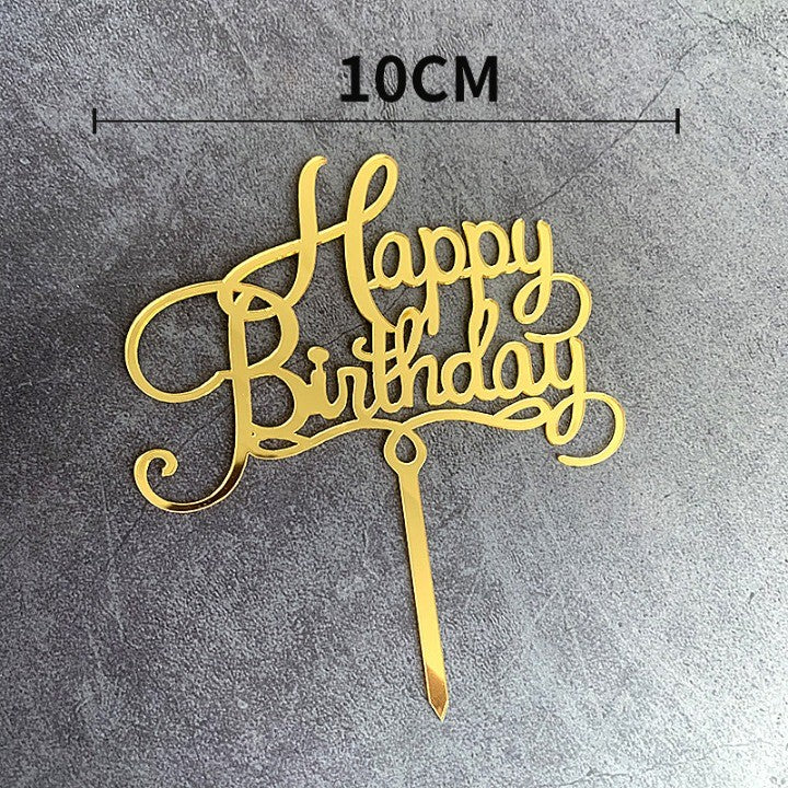 Decoratiune Topper Pentru Tort, Model Happy Birthday, Tematica Aniversare, 10 Cm,