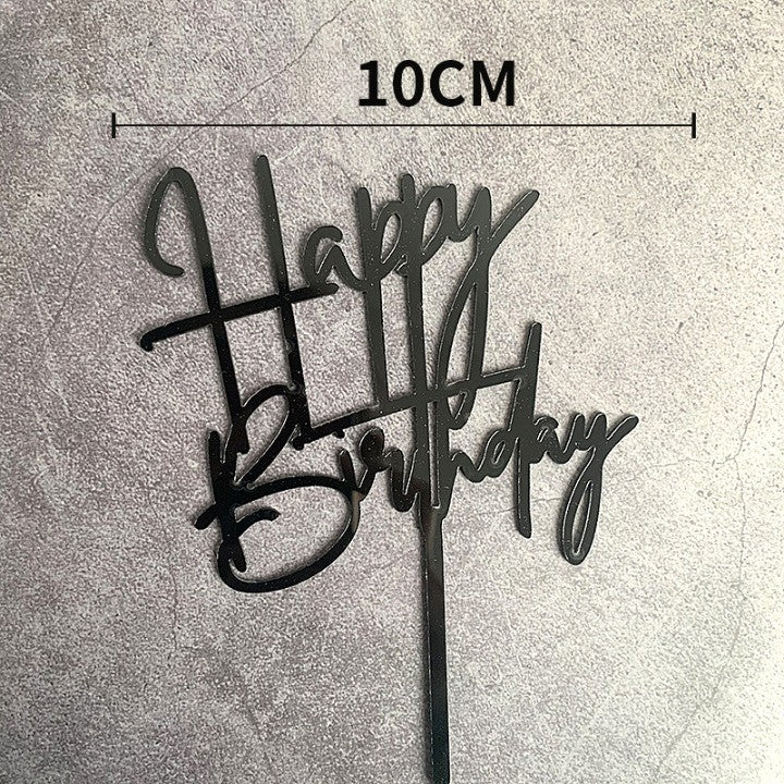 Decoratiune Topper Pentru Tort, Model Happy Birthday, Tematica Aniversare, 10 Cm,