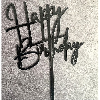 Decoratiune Topper Pentru Tort, Model Happy Birthday, Tematica Aniversare, 10 Cm,