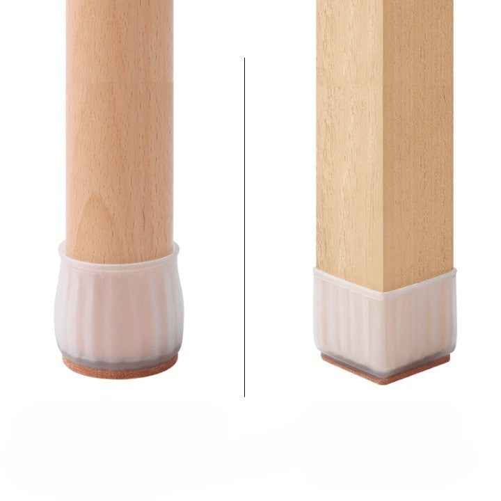 Set 16 Protectii pentru Picioare Scaun si Podea, Vivimall, Universale din Silicon, Model Patrat, Alb Transparent - vivimall.ro