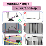Trampolină Flippy 140 cm asamblată complet cu toate accesoriile, vedere de ansamblu