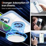 Husă transparentă iPhone 16 Plus cu funcție suport, inel rotativ extins, unghi lateral