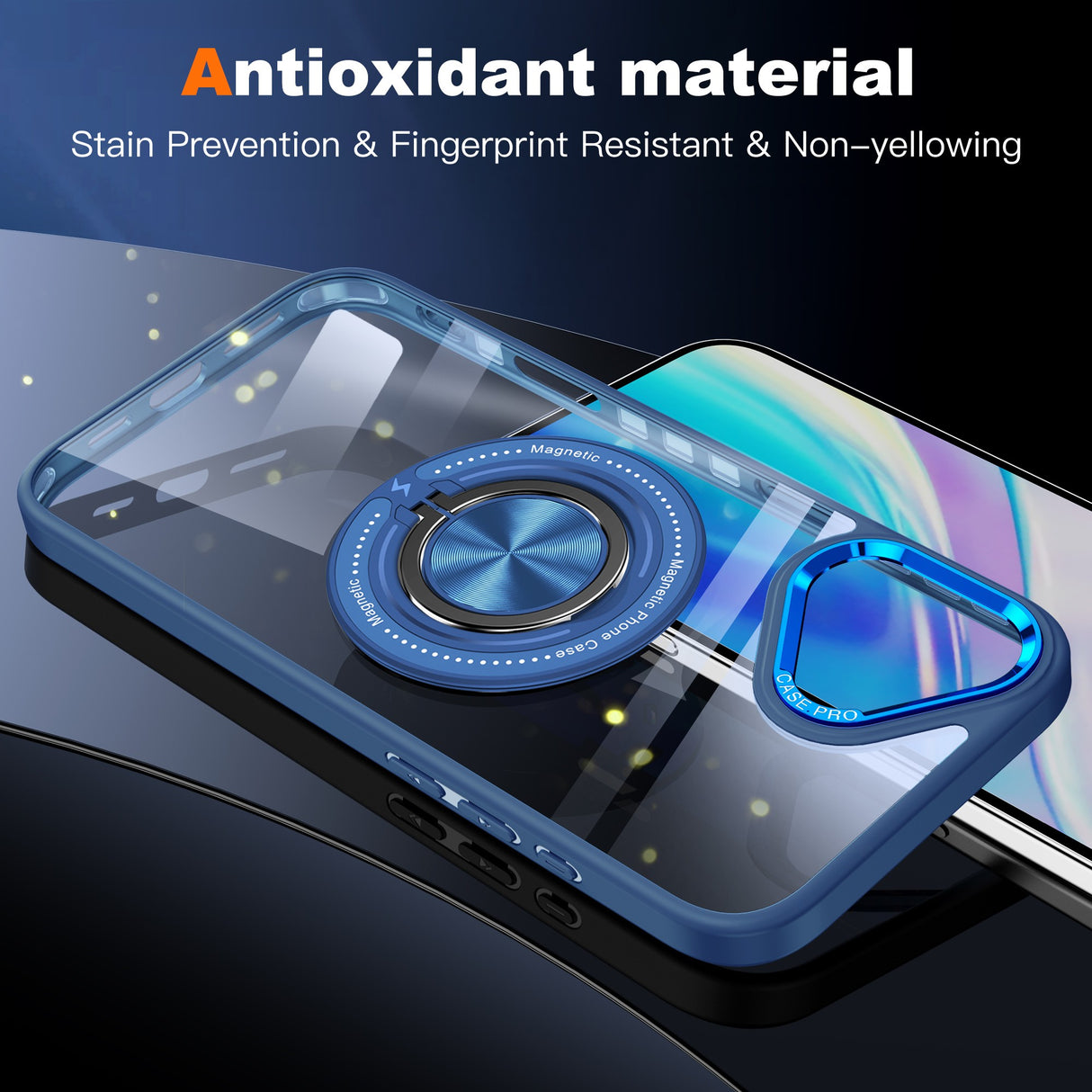Compatibilitate încărcare wireless MagSafe husă TPU iPhone 16 Plus transparent-albastru închis