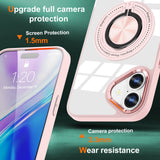 Detaliu inel magnetic rotativ 360° al husei iPhone 16 MagSafe, culoare transparent-roz