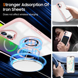 Compatibilitate MagSafe husă iPhone 16 transparentă-roz, conectare încărcător magnetic