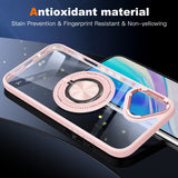 Husă iPhone 16 cu inel rotativ funcție de prindere, perspectivă spate, nuanță roz