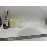 Cana Multifunctionala pentru Voiaj, Vivimall, cu Functii de Depozitare si Suport Articole Igiena Dentara, 13 x 6.8 x 6 cm, Maro deschis - vivimall.ro