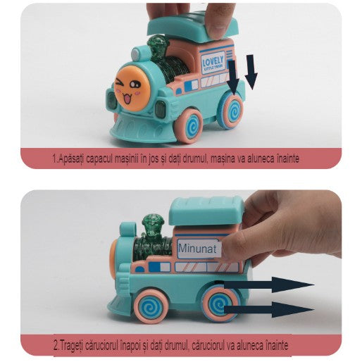 Tren, locomotiva de jucărie Vivimall pentru copii cu varsta mai mare de 2 ani cu muzică si lumini 11,5*7*9 cm - vivimall.ro