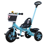 Tricicleta pentru Copii, Flippy, Tricicleta Model Mickey, Ghidon cu Cos pentru Depozitare, Maner Impingere, Varsta 1-5 Ani, 80 x 60 x 53 cm, Albastru - vivimall.ro