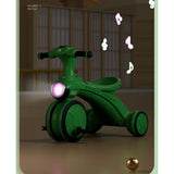 Tricicleta pentru copii Vivimall, pedalare, impingere, lumini si sunete, pedale antiderapante, material dur, cos depozitare, varsta peste 18 luni, 80x40x52 cm, verde - vivimall.ro