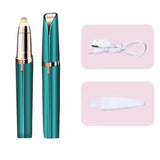 Trimmer Facial, Vivimall, pentru Sprancene, Incarcare USB, 1.5 x 13 cm, din ABS, Verde - vivimall.ro