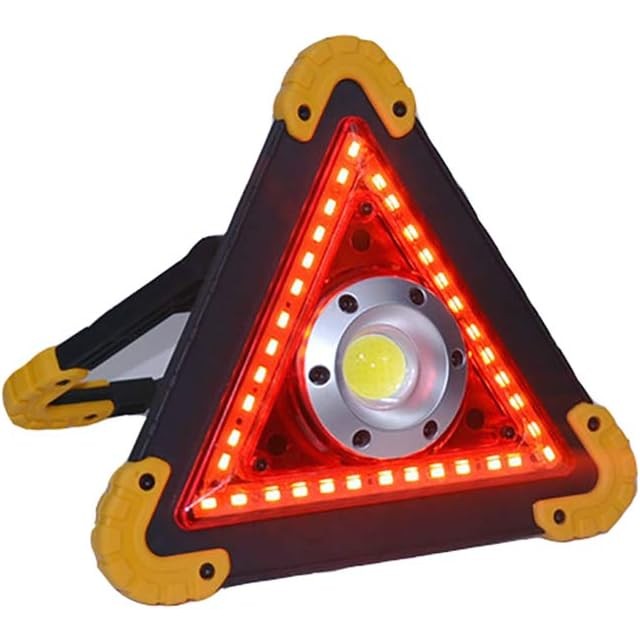 Multifunkciós Elakadásjelző Háromszög, LED Zseblámpa, Vízálló IP65, 800 Lm, 2 X AA, Telefontöltési Funkció, USB és Micro USB, Cob 33