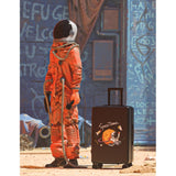 Troler de Calatorie, Vivimall, 56 x 35 x 22 cm, 4 Roti, Maner Reglabil, din ABS, cu Fermoar, Blocare cu Cod, Impermeabil, Model Astronaut, Negru - vivimall.ro