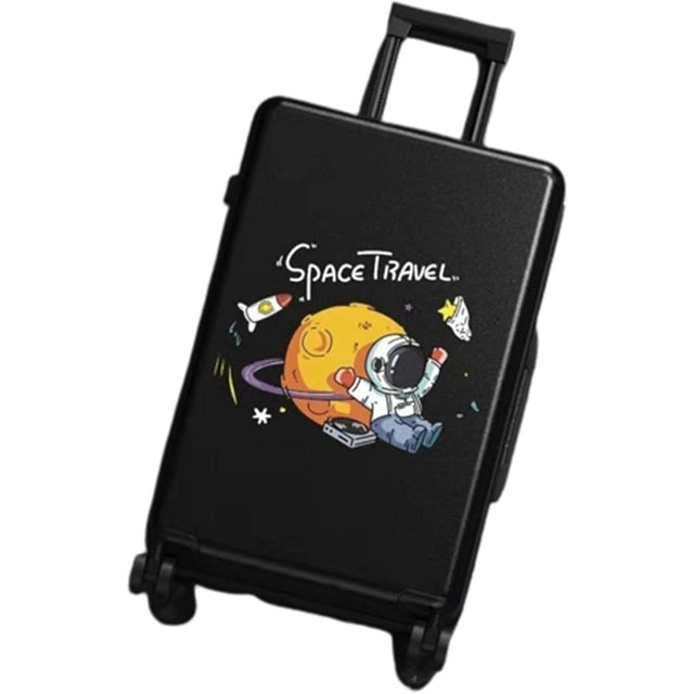 Troler de Calatorie, Vivimall, 56 x 35 x 22 cm, 4 Roti, Maner Reglabil, din ABS, cu Fermoar, Blocare cu Cod, Impermeabil, Model Astronaut, Negru - vivimall.ro