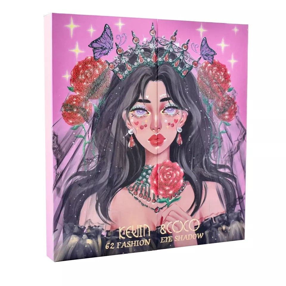 Sminkkészlet, Kevin&amp;Coco szemhéjfesték paletta 62 pigmentált és gyöngyházfényű színnel