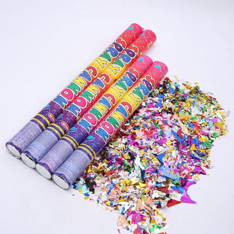 Tub de Confetti, Vivimall, Clasic, 80x5 cm, Confetii Asortate din Plastic, Eliberare prin Rasucire, Multicolor - vivimall.ro