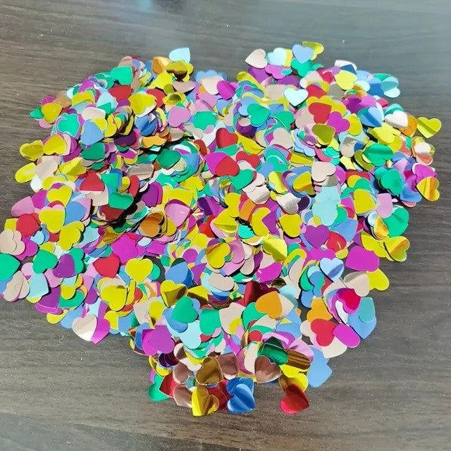 Tub de Confetti, Vivimall, Party Popper, 20x5 cm, Confetii Inimioare din Aluminiu, Multicolor - vivimall.ro