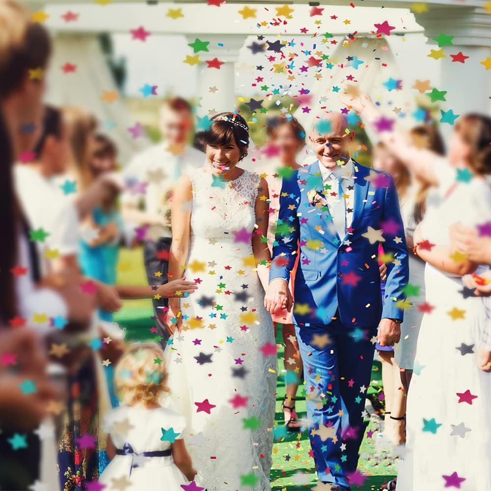 Tun de Confetti, Vivimall, Party Popper, 60x5 cm, Model Stelute, Inimioare, Paiete, Lucioase, 3 cm Diametru, Multicolor - vivimall.ro