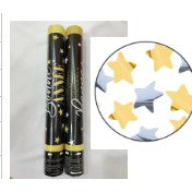 Tub de Confetti, Vivimall, Bonne Annee, 60x5 cm, Confetii Stelute din Aluminiu, Auriu/Argintiu - vivimall.ro