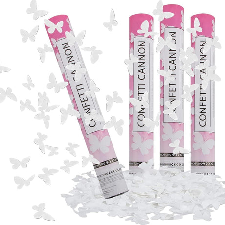 Tun de Confetti, Vivimall, Confetti Cannon 40 cm, Model Fluturi din Hartie, Alb - vivimall.ro