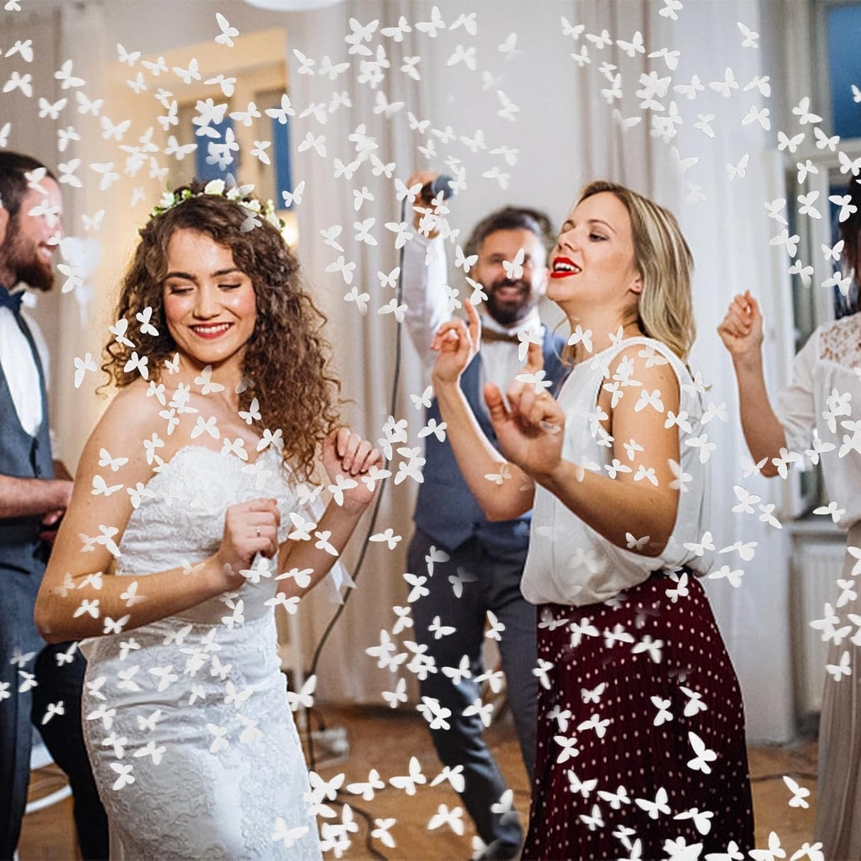 Tun de Confetti, Vivimall, Confetti Cannon 40 cm, Model Fluturi din Hartie, Alb - vivimall.ro