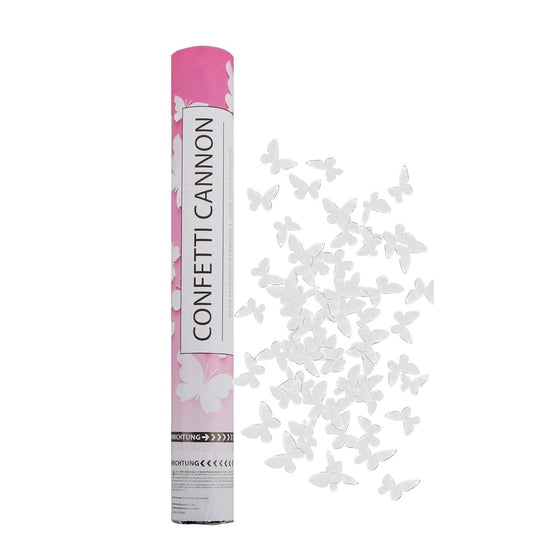 Tun de Confetti, Vivimall, Confetti Cannon 40 cm, Model Fluturi din Hartie, Alb - vivimall.ro