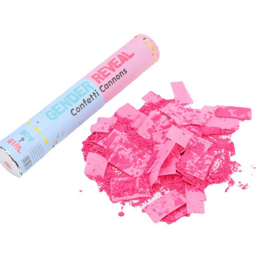 Tun Confetti, Vivimall, Model Gender Reveal, Confetti Cannons, 40 cm, Ambalaj din Carton, Eliberare prin Rasucire, Roz - vivimall.ro
