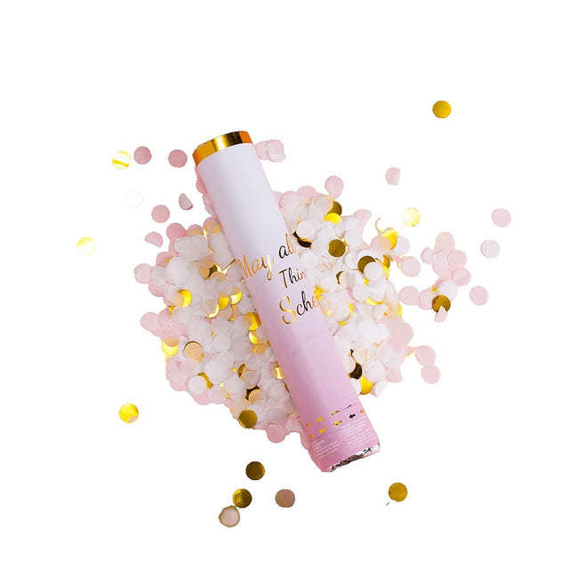 Tun Confetti Petrecere, Vivimall, Lungime 30 cm, Alb/Auriu - vivimall.ro