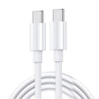 Cablu USB Type-C la Type-C, 1 metru, Power Delivery 65W, 130 fire cupru, culoare albă, vedere frontală