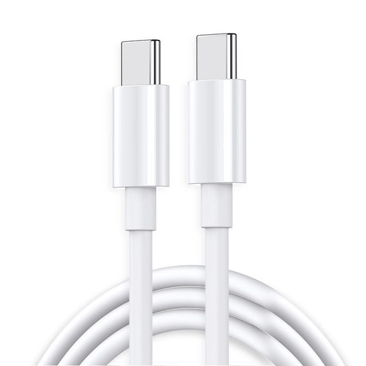 Cablu de Date pentru Telefon, Vivimall, Cablu TYPE-C to TYPE-C Universal, Compatibil cu iOS si Android, Power Delivery 65W 130 cupru, 1 M, Simplu, Alb - vivimall.ro