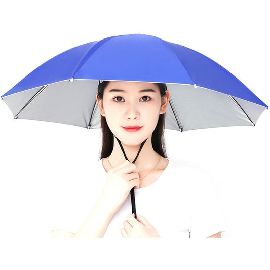 Umbrela de Cap, Vivimall, Diametru 69 cm, Snur Reglabil de Cap, Protectie UV/Ploaie, Albastru Inchis - vivimall.ro