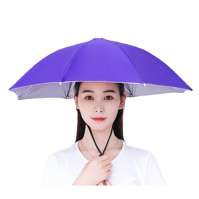 Umbrela de Cap, Vivimall, Diametru 69 cm, Snur Reglabil de Cap, Protectie UV/Ploaie, Mov - vivimall.ro