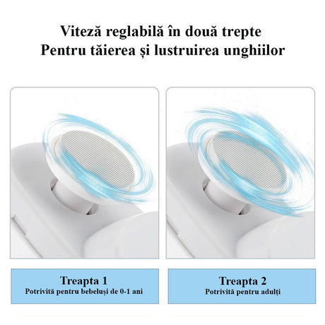 Unghiera Electrica 2 in 1, Flippy, Taiat si Slefuit, 2 Viteze, Lumina LED, Design Ergonomic, Compartiment Resturi, Portabila, Silentioasa 65 db, USB-C, Manichiura, Ideal Pentru Copii si Adulti, 8.5 x 6.8 x 3.3 cm, Violet - vivimall.ro