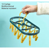 Uscator de Rufe Suspendat Vivimall, cu 12 Carlige, Rotire 360 Grade, Protectie Vant, Mateiral Plastic, Usor de Depozitat, Multifunctional, 30 x 12.5 cm, Albastru/Galben - vivimall.ro