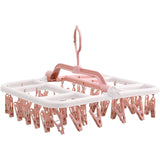 Uscator de Rufe Suspendat Vivimall, cu 40 Carlige, Rotire 360 Grade, Protectie Vant, Pliabil, Patrat, Mateiral Plastic, Usor de Depozitat, Multifunctional, 36 x 24 cm, Alb/Roz - vivimall.ro