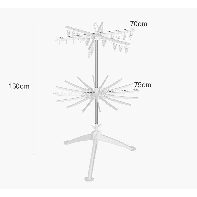 Uscator de Rufe Vertical, Vivimall, 2 Niveluri, Pliabil, din ABS+PP+Otel Inoxidabil, Rotire 360 Grade, 130 x 75 cm, Alb - vivimall.ro
