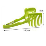 Ustenisla de bucatarie tip cleste pentru feliat fructe si legume Vivimall, material ABS, 8 x 18.5 cm, verde - vivimall.ro