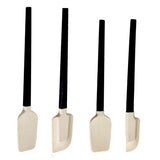 Ustensile de Bucatarie, Vivimall, Set din 4 bucati, din Silicon si Lemn, Spatule de Diferite Dimensiuni, Termo rezistente, Antiaderente, Instrument de Amestecat in Bucatarie, Alb-Negru - vivimall.ro