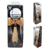 Kendama X TE IUBESC Originala, Profesionala, Vivimall, Super Sticky cu Cupe Mari KING SIZE V3, Gaura in Baza, Rulment Metalic, din lemn 18 cm, Ata 62/65 cm, Alb/Alb - vivimall.ro