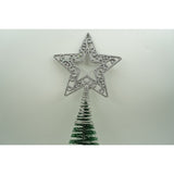 Varf decorativ de brad, Argintiu, in forma de Stea, decupata in centru, din Plastic/Metal, 14 cm x 19 cm, Interior/Exterior, Vivimall - vivimall.ro