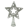 Varf decorativ de brad, Argintiu, in forma de Stea, decupata in centru, din Plastic/Metal, 14 cm x 19 cm, Interior/Exterior, Vivimall - vivimall.ro