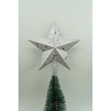Varf decorativ de brad, Argintiu, in forma de Stea, design cu paiete, din Plastic, 18 cm x 20 cm, Interior/Exterior, Vivimall - vivimall.ro