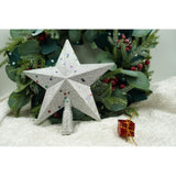 Varf decorativ de brad, Argintiu, in forma de Stea, design cu paiete, din Plastic, 18 cm x 20 cm, Interior/Exterior, Vivimall - vivimall.ro