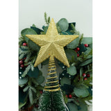 Varf decorativ de brad, Auriu, in forma de Stea, cu design in relief, din Plastic/Metal, 15.5 cm x 20.5 cm, Interior/Exterior, Vivimall - vivimall.ro