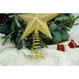 Varf decorativ de brad, Auriu, in forma de Stea, cu design in relief, din Plastic/Metal, 15.5 cm x 20.5 cm, Interior/Exterior, Vivimall - vivimall.ro