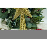 Varf decorativ de brad, Auriu, in forma de Stea, cu model decupat, din Plastic/Metal, 18 cm x 26 cm, Interior/Exterior, Vivimall - vivimall.ro