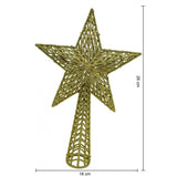 Varf decorativ de brad, Auriu, in forma de Stea, cu model decupat, din Plastic/Metal, 18 cm x 26 cm, Interior/Exterior, Vivimall - vivimall.ro