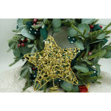 Varf decorativ de brad, Auriu, in forma de Stea, design cu paiete, din Plastic/Metal, 18 cm x 23 cm, Interior/Exterior, Vivimall - vivimall.ro