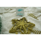Varf decorativ de brad, Auriu, in forma de Stea, design forjat, din Plastic/Metal, 14.5 cm x 20 cm, Interior/Exterior, Vivimall - vivimall.ro
